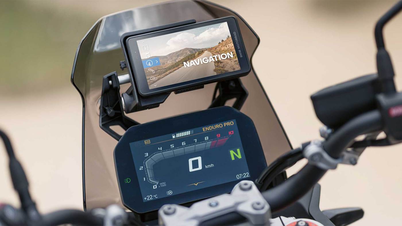 BMW ConnectedRide Navigator monteret på motorcykel
