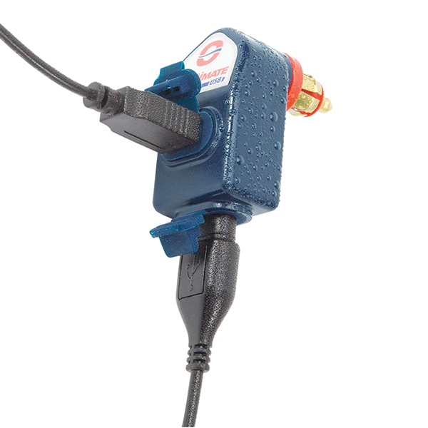 Optimate Adapter 12V, Dobbelt USB, Vinklet
